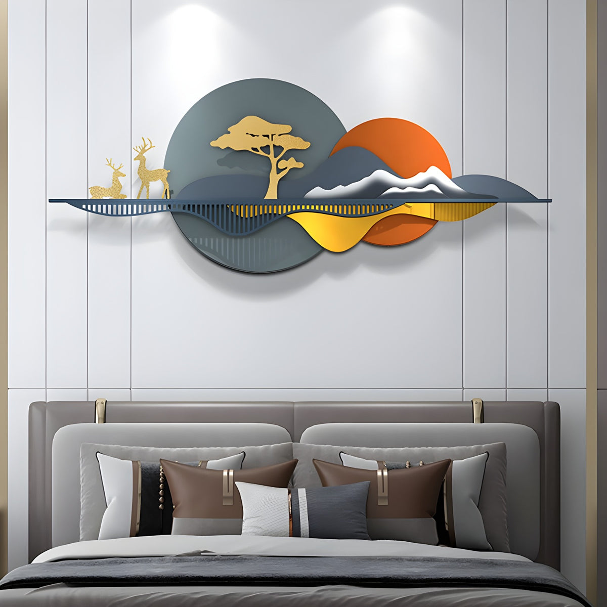 Golden Deer Metal Wall Art