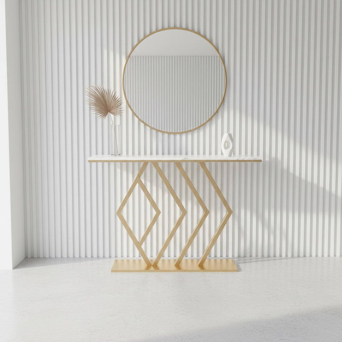 Diamond Gold Marble Console Table