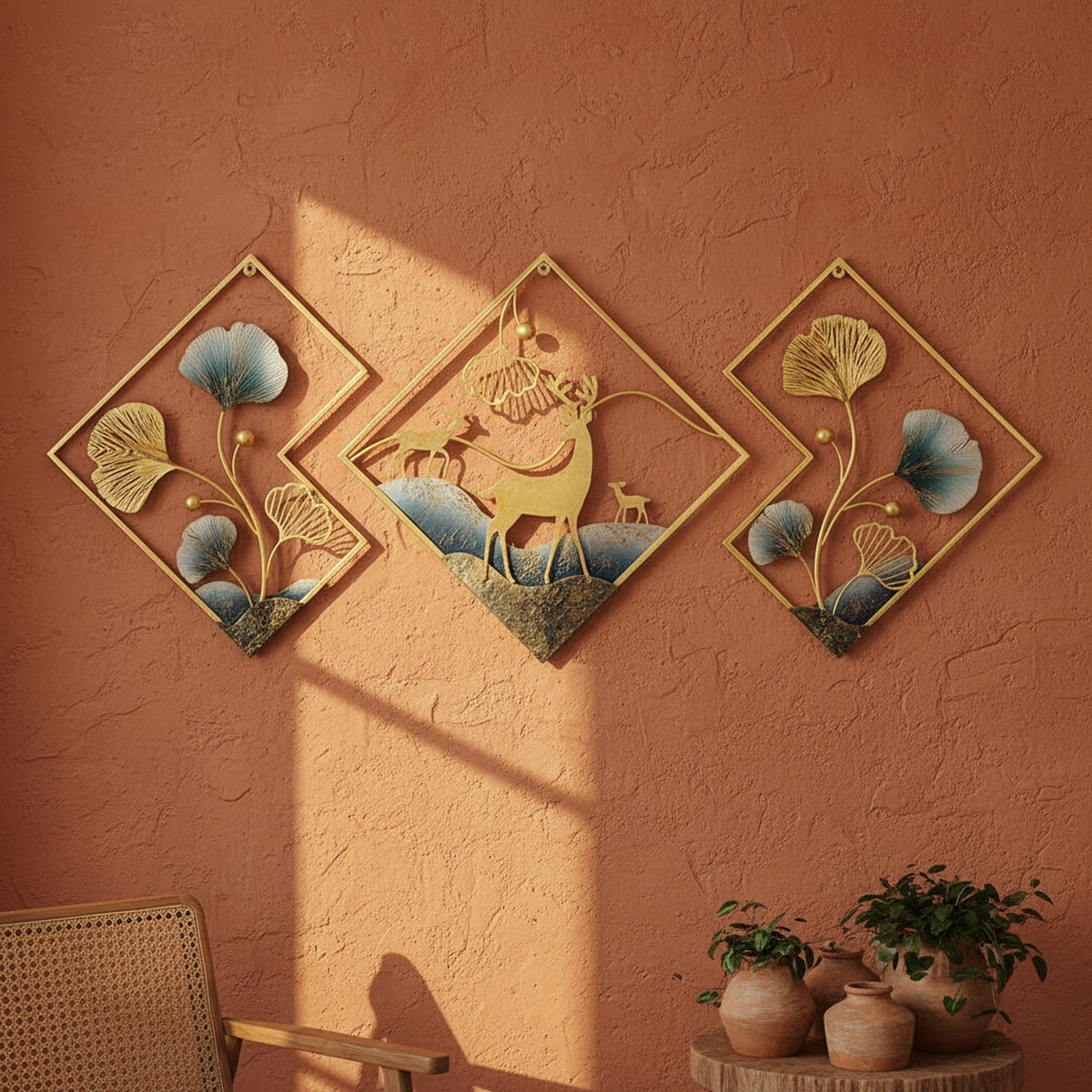 Ginkgo Deer Metal Wall Art