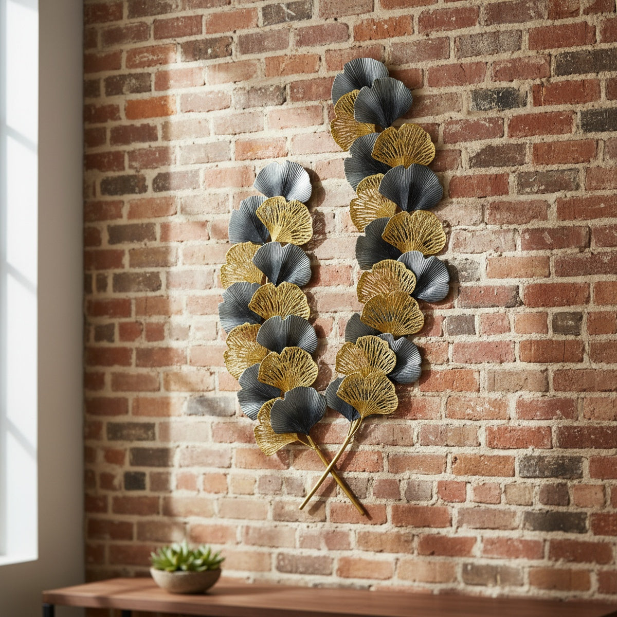 Gold Ginkgo Metal Wall Art