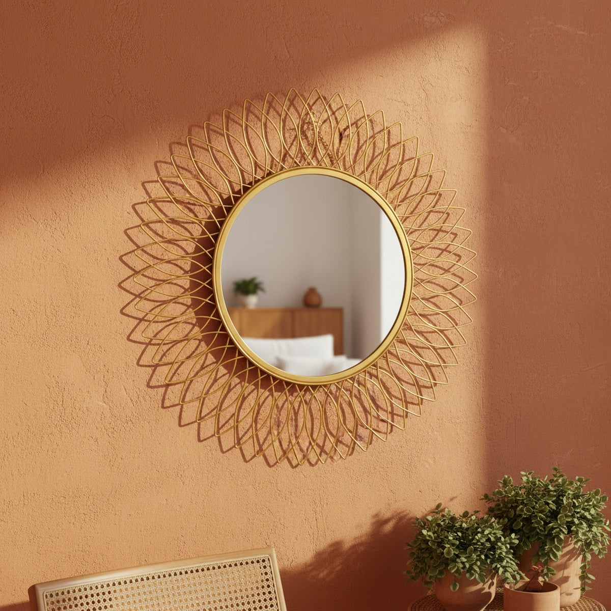 Gold Leaf Metal Wall Mirror