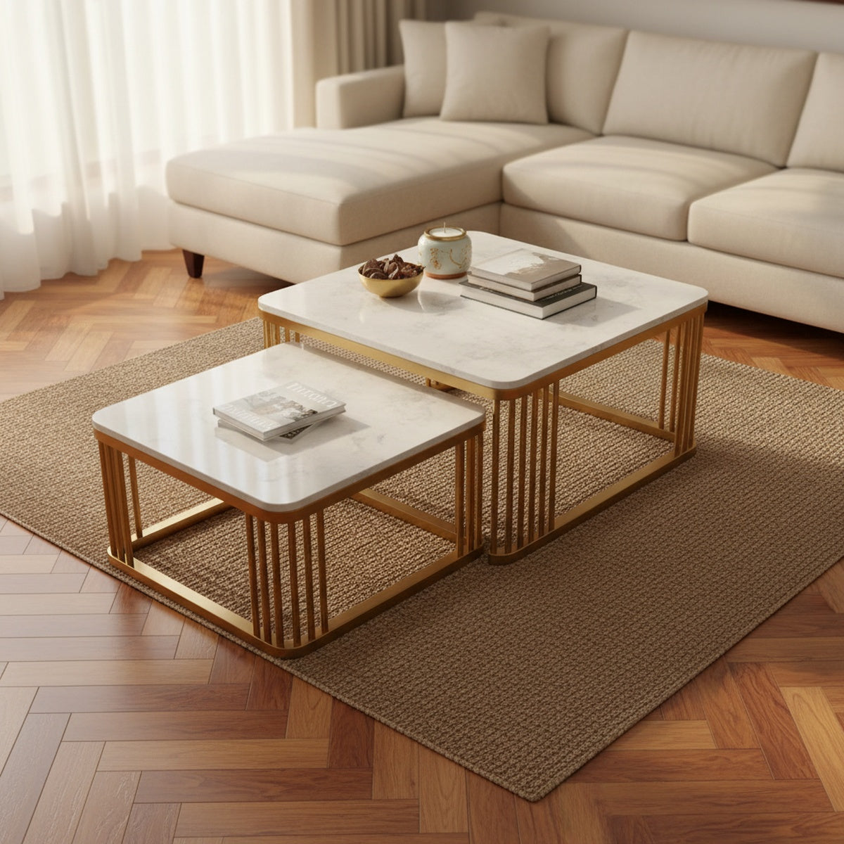 Marble Square Nesting Tables | Set of 2