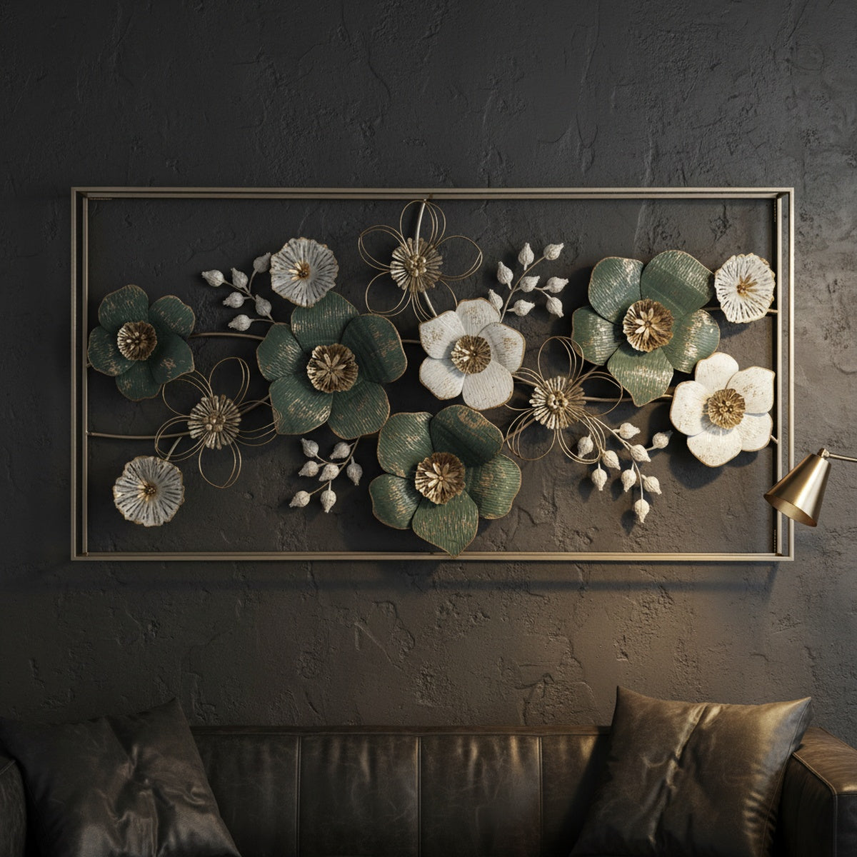 Green Floral Metal Wall Art