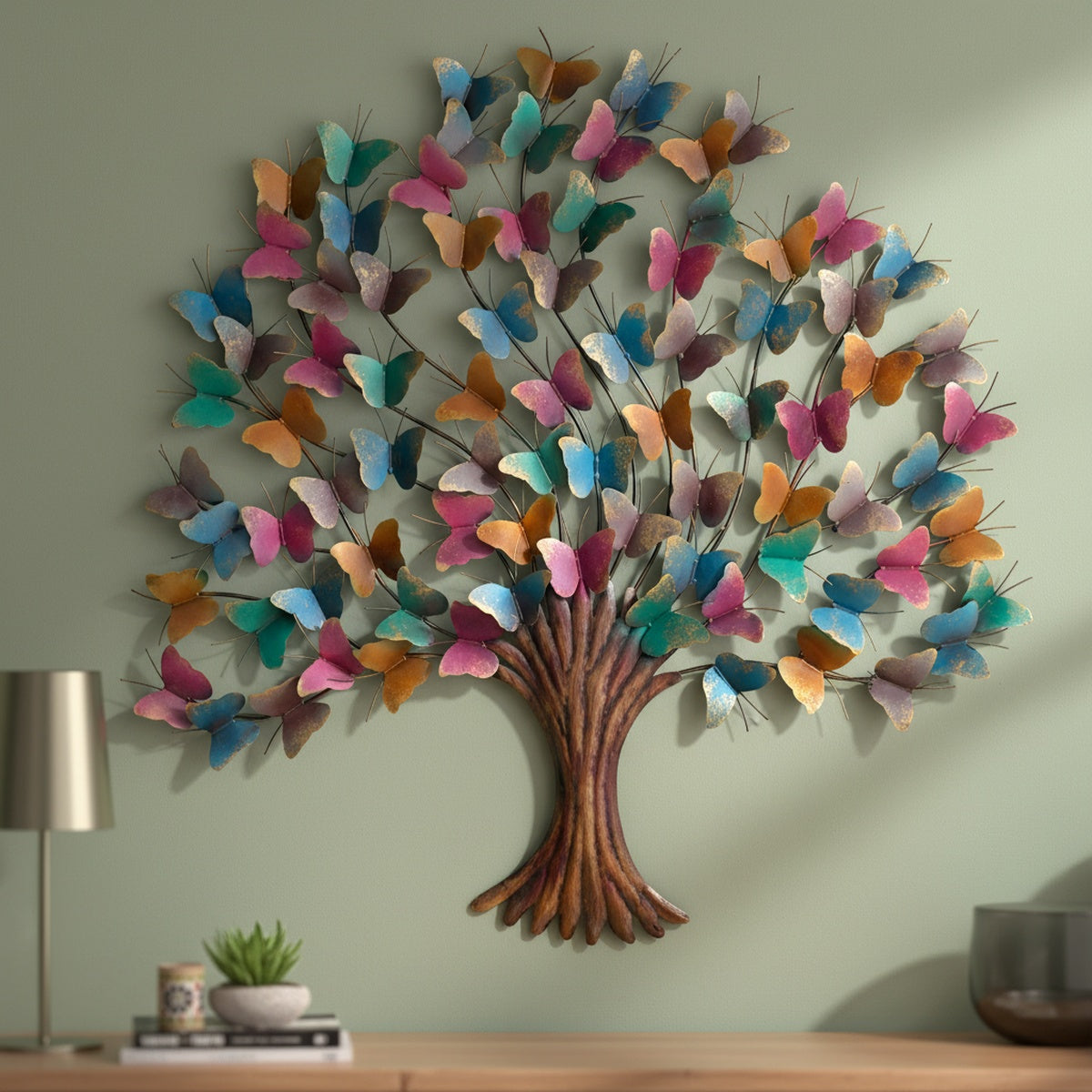 Multicolour Butterfly Metal Wall Art