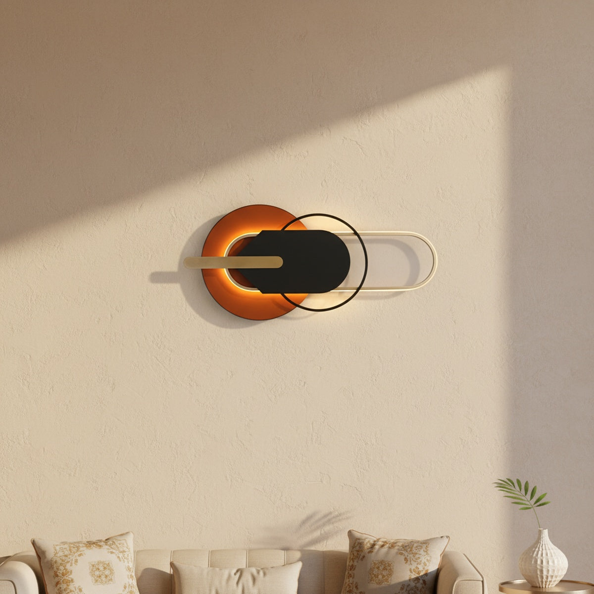 Orange Black LED Metal Wall Art