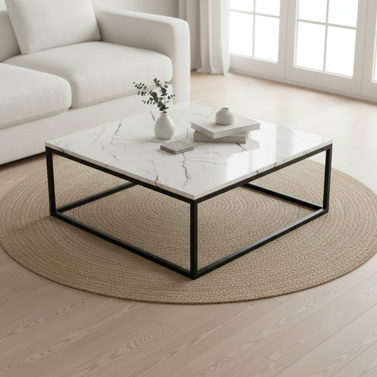 White Marble Square Coffee Table