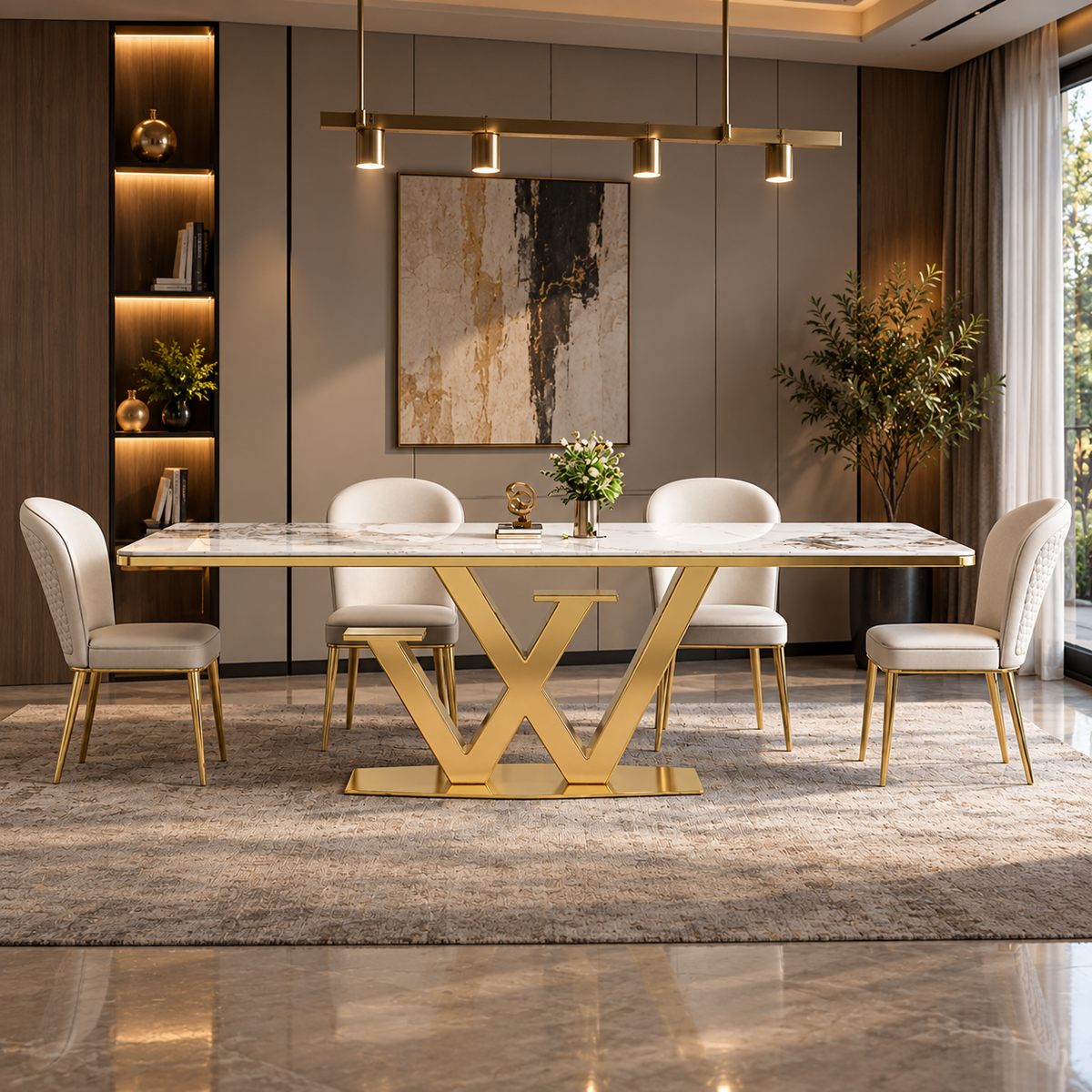 Luxury 6-Seater Designer Dining Table Set