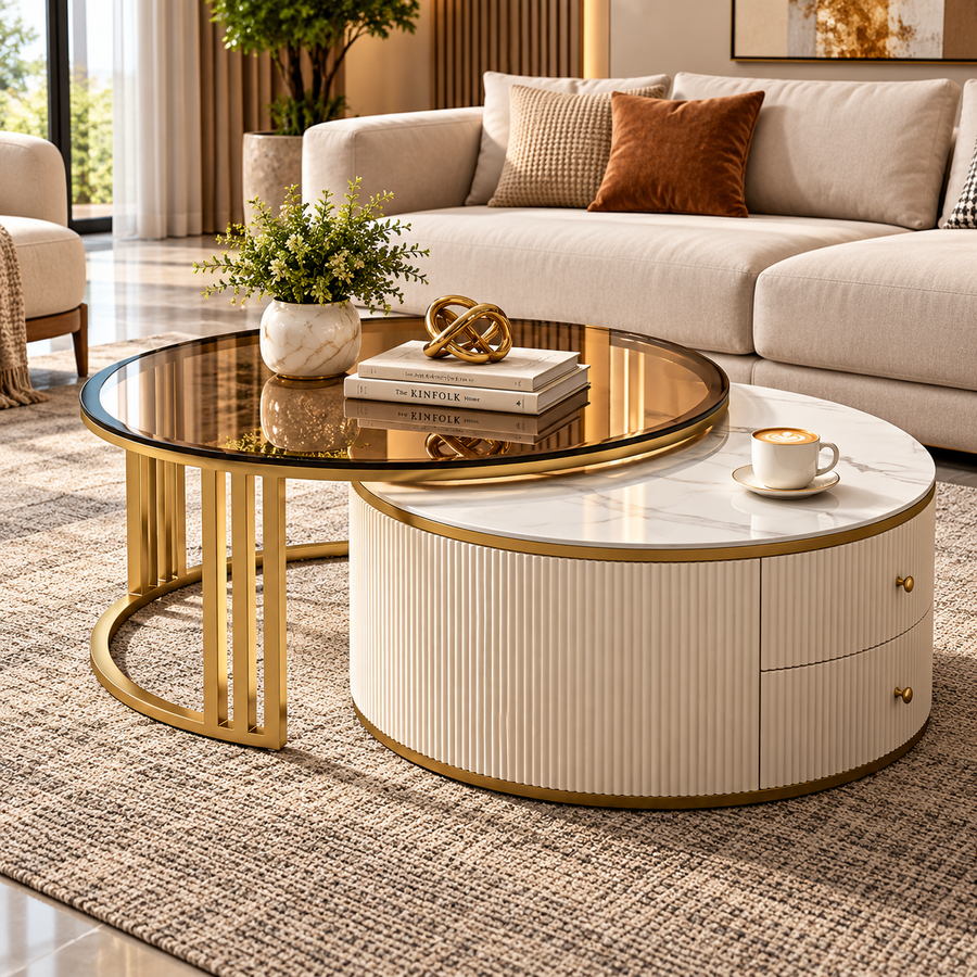 Round Nested Storage Table Duo