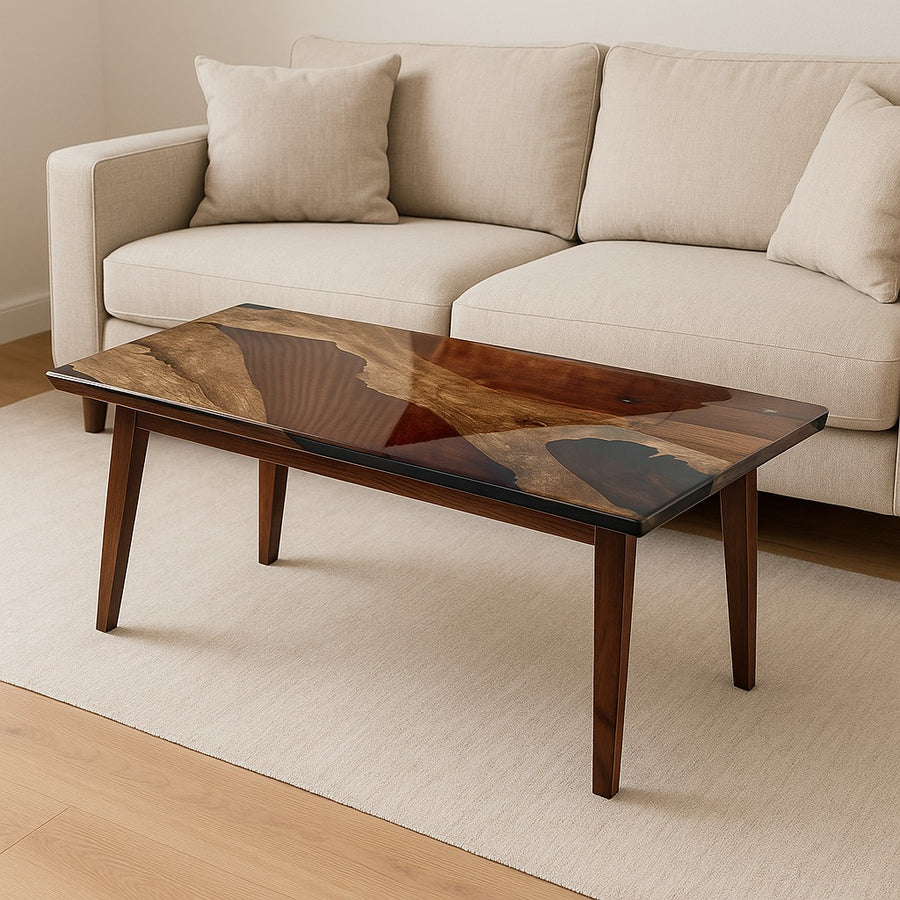 Epoxy River Coffee Table — Bronze Metallic