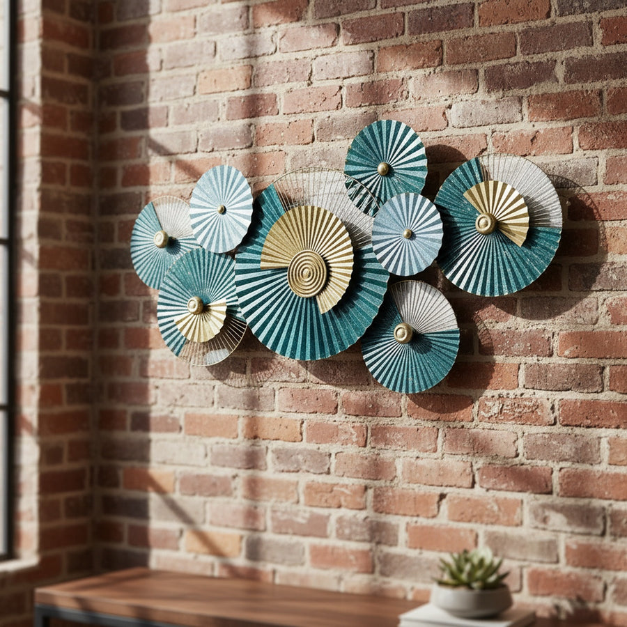 Aqua Gold Metal Wall Art