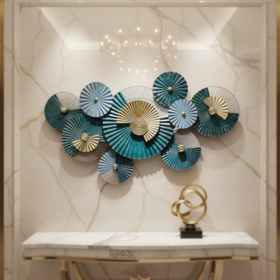 Aqua Gold Metal Wall Art