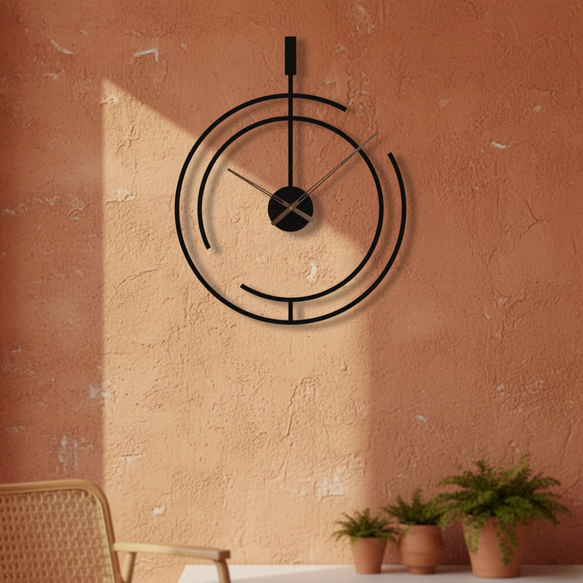 Black Abstract Metal Wall Clock