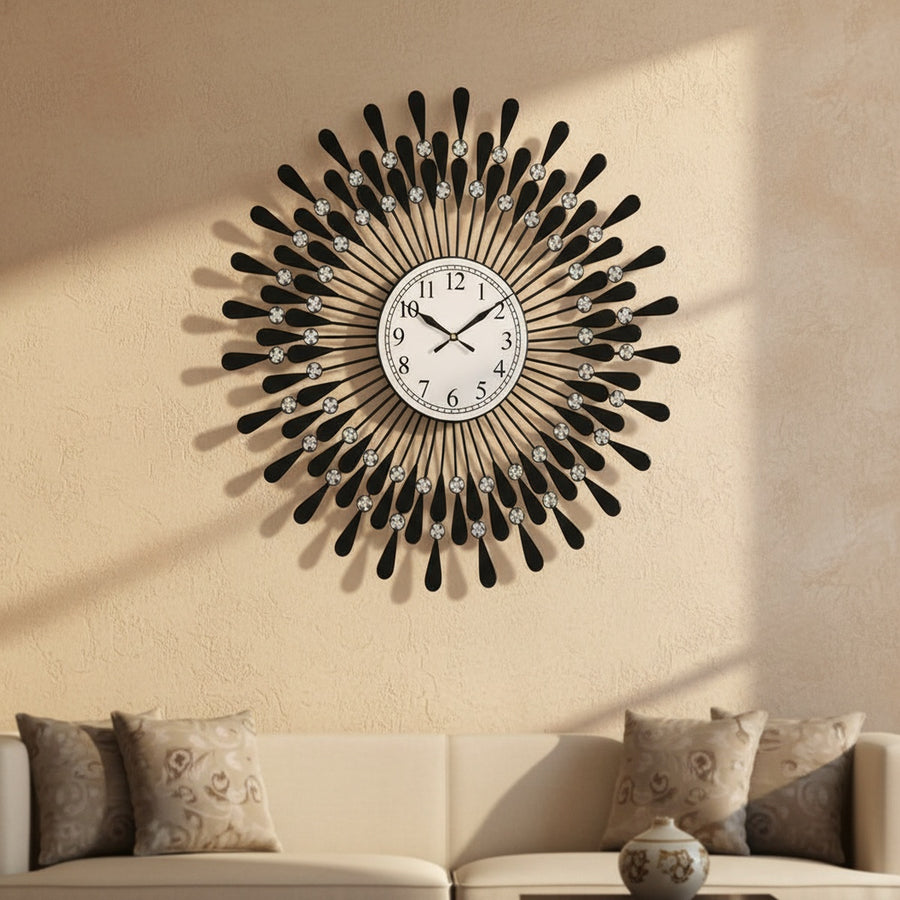 Black Crystal Spike Wall Clock