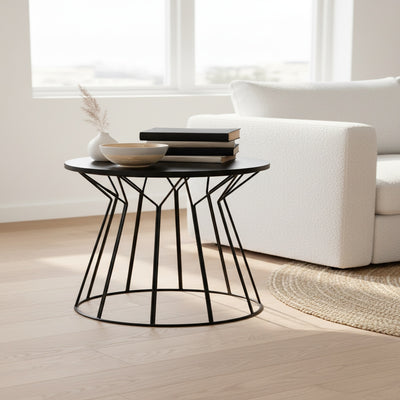 Black Curved Composite Marble Side Table