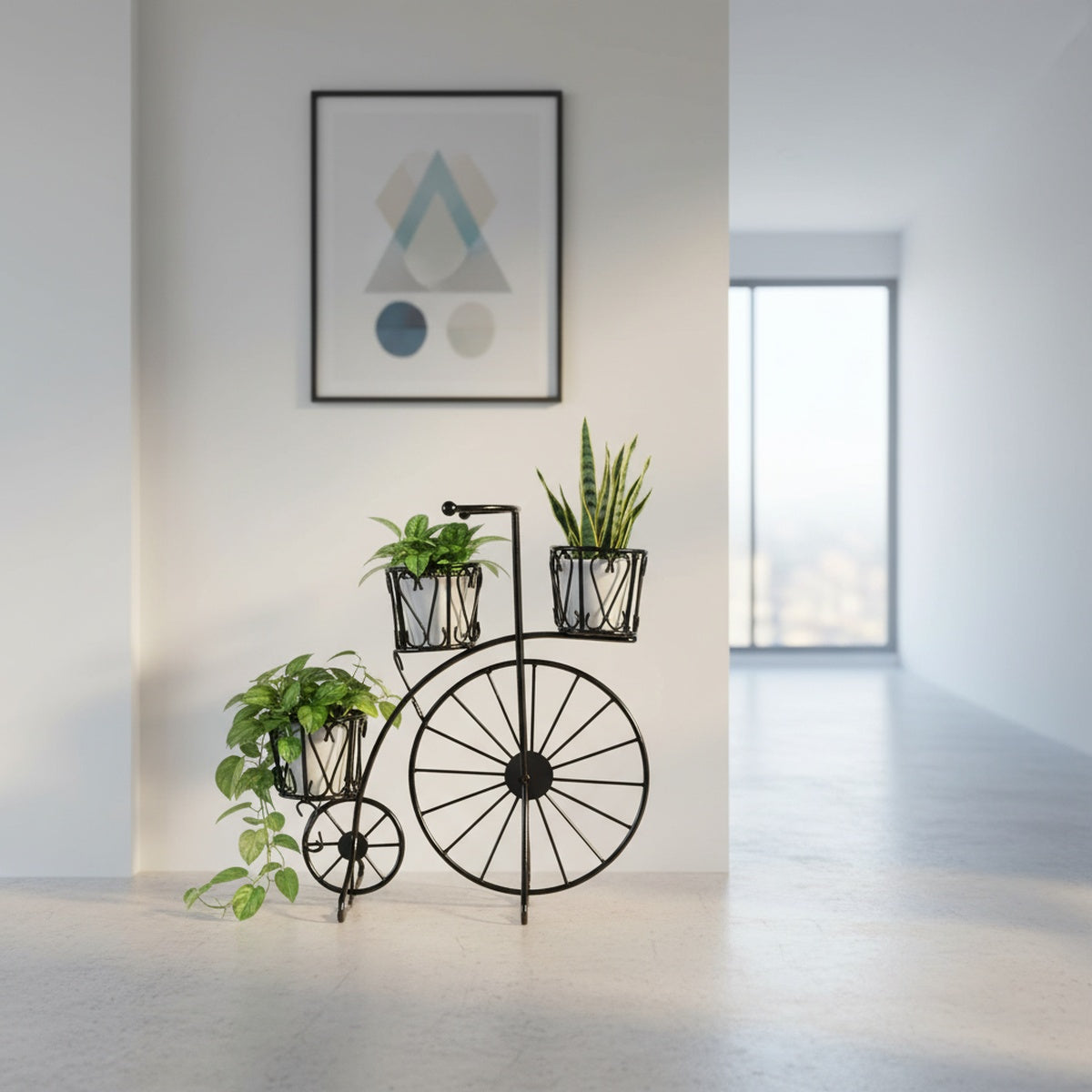 Black Metal Bicycle Flower Pot Stand