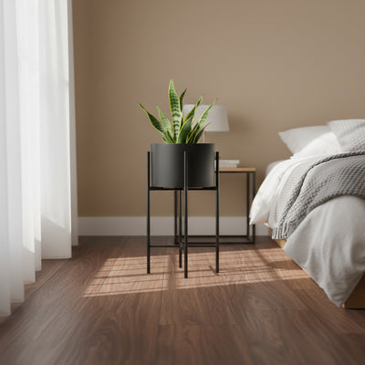 Black Metal Round Floor Planter Set of 2