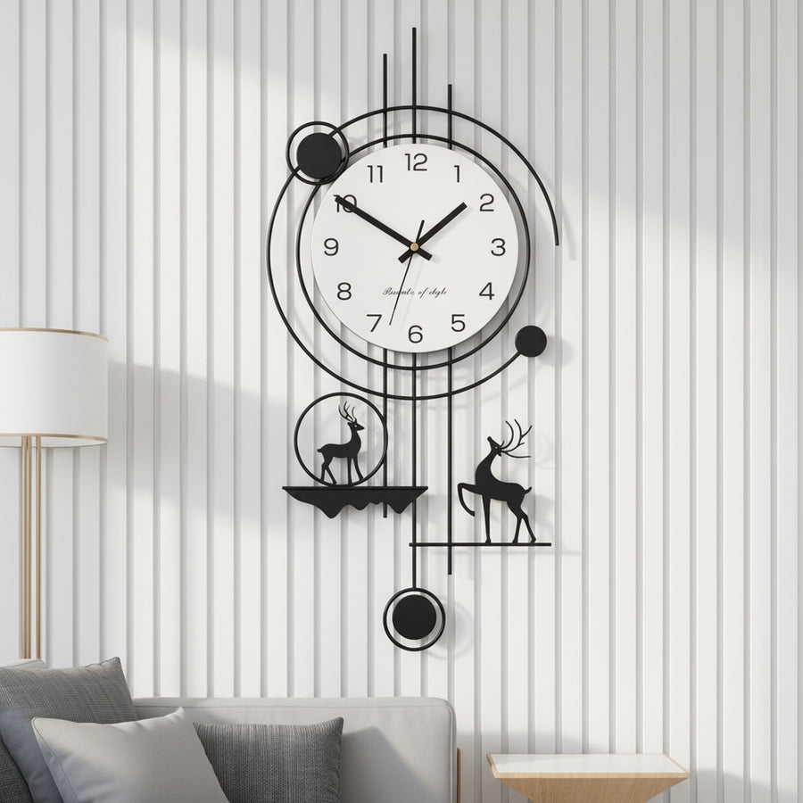 Black Deer Metal Wall Clock