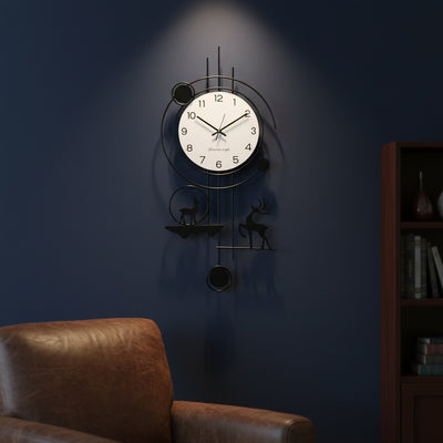 Black Deer Metal Wall Clock