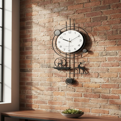 Black Deer Metal Wall Clock