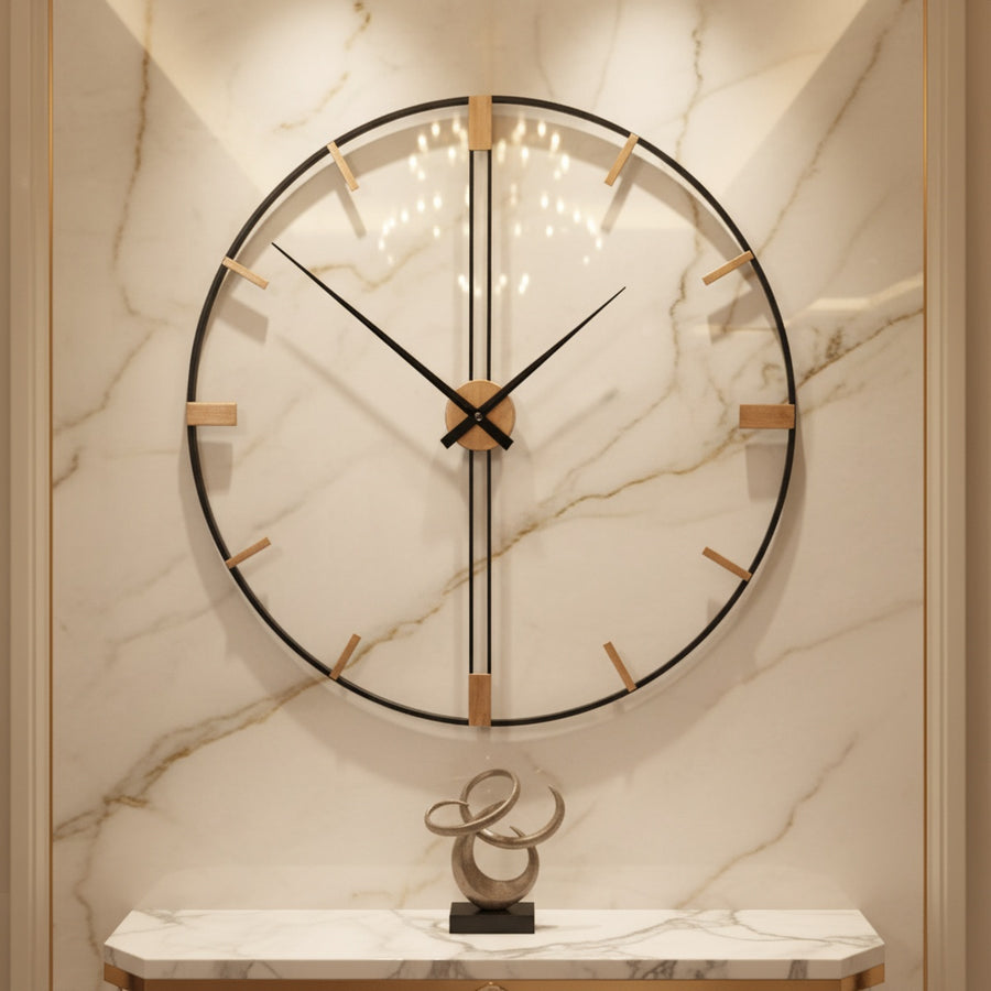 Black Frame Wooden Wall Clock