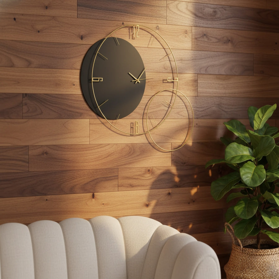 Black Golden Circle Wall Clock