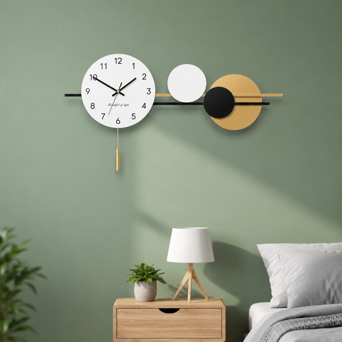 Black Golden Circles Wall Clock