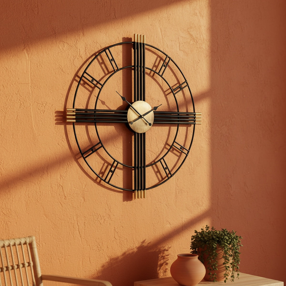 Black Golden Roman Wall Clock