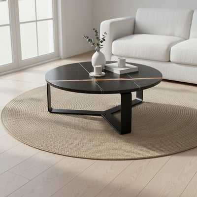 Black Marble Round Nesting Table Set of 2