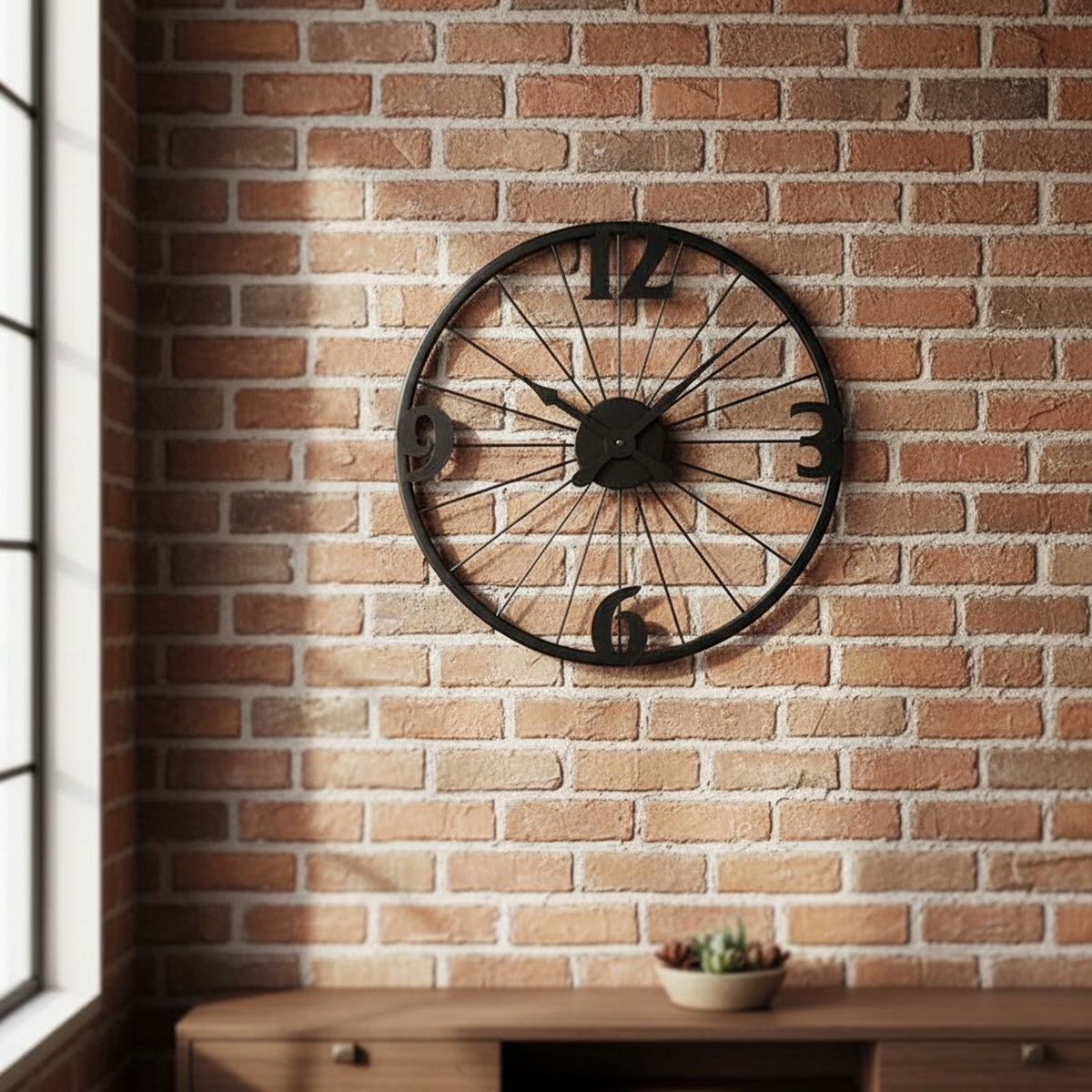 Black Numeral Metal Wall Clock