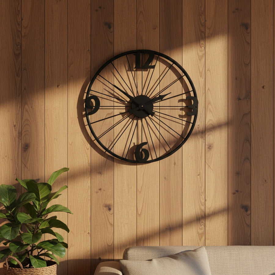 Black Numeral Metal Wall Clock