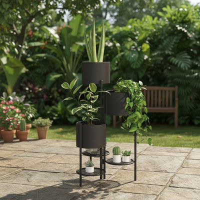 Black Metal Floor Planter Set of 3