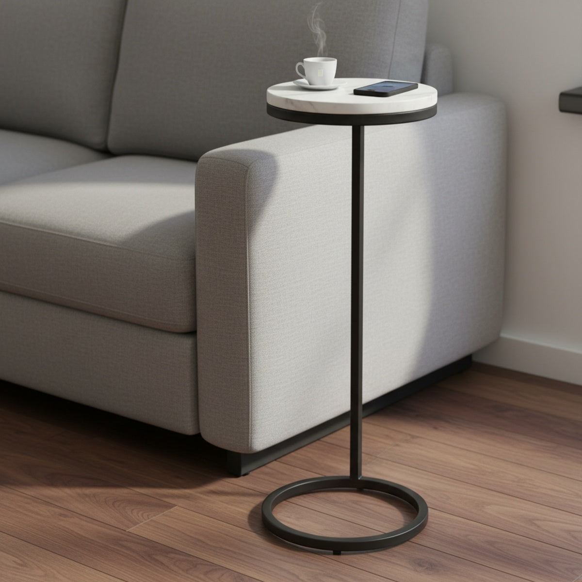Black Round Marble C-Table