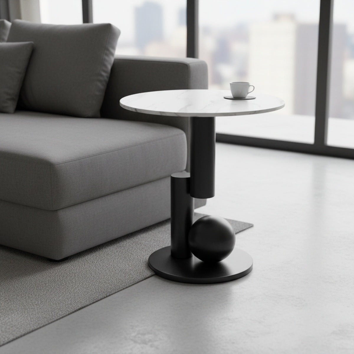 Black Round Marble Side Table