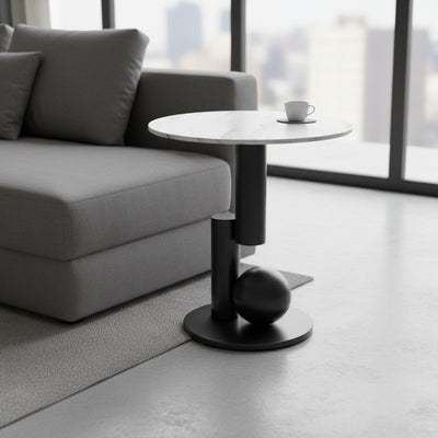 Black Round Marble Side Table