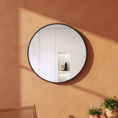 Black Round Metal Wall Mirror