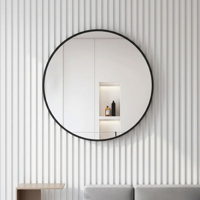 Black Round Metal Wall Mirror