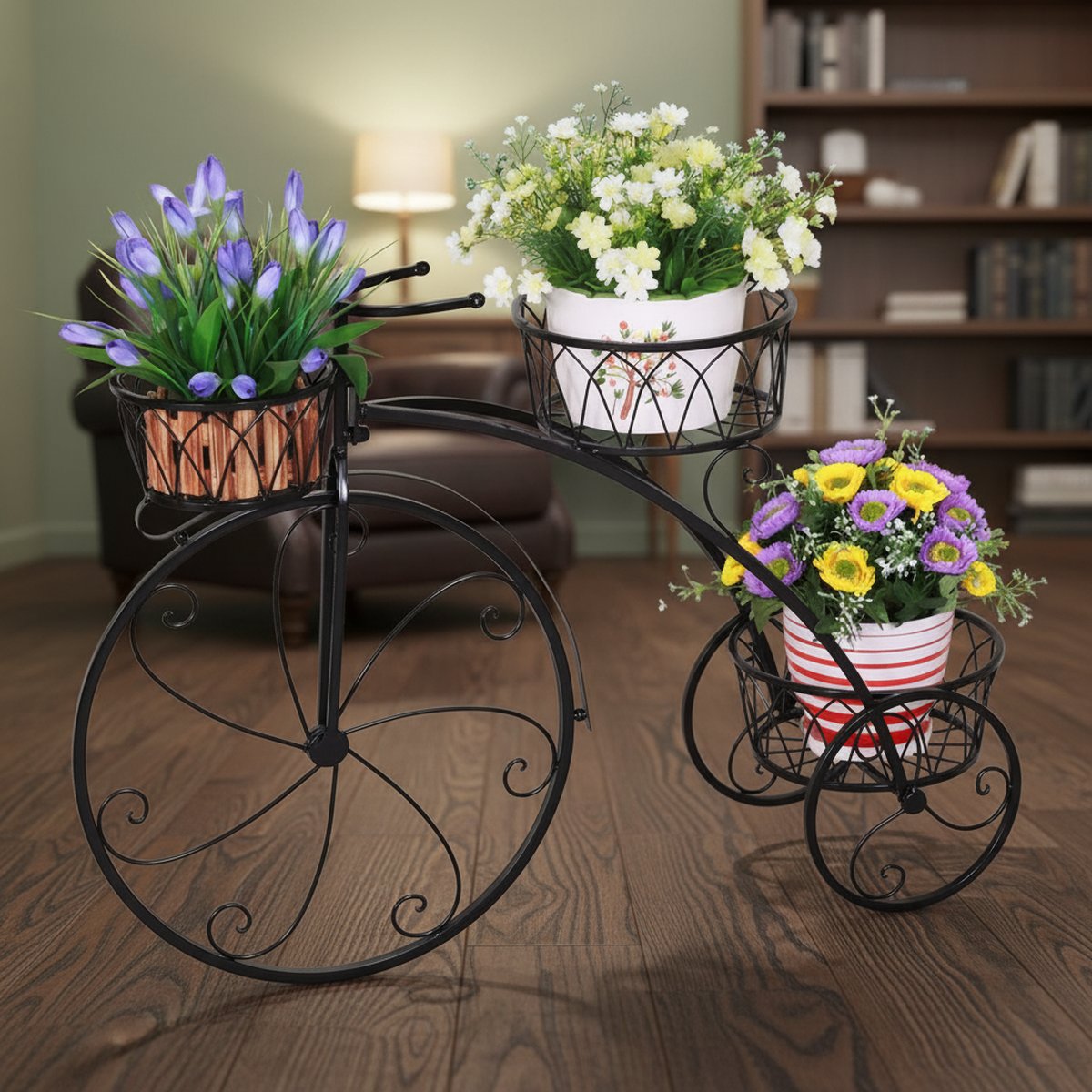 Black Scrollwork Cycle Plant Stand