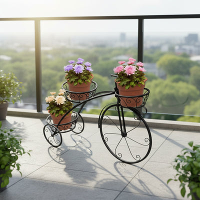 Black Scrollwork Cycle Plant Stand