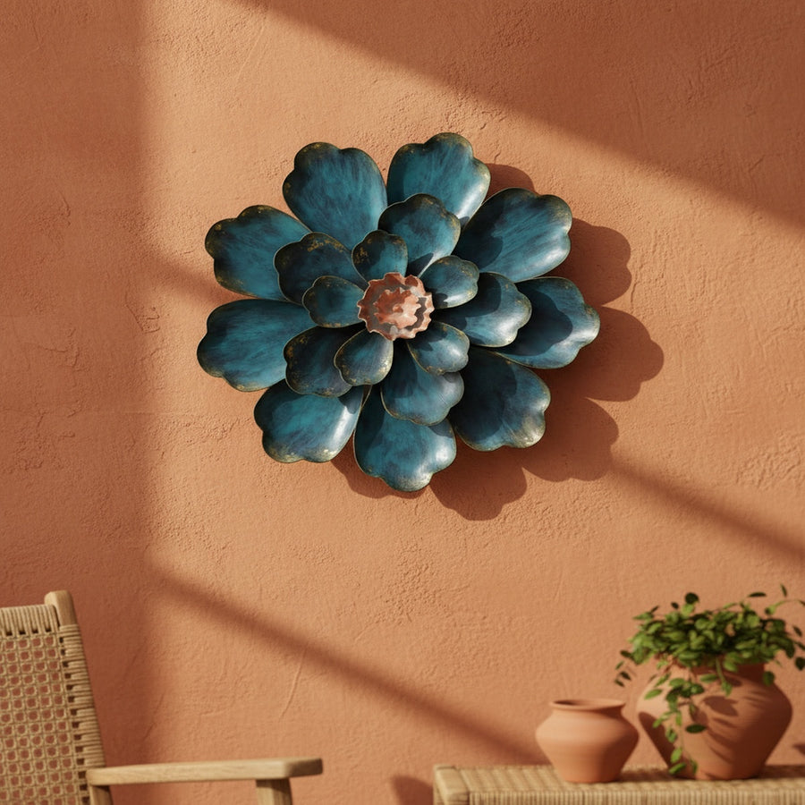Blue Flower Metal Wall Art