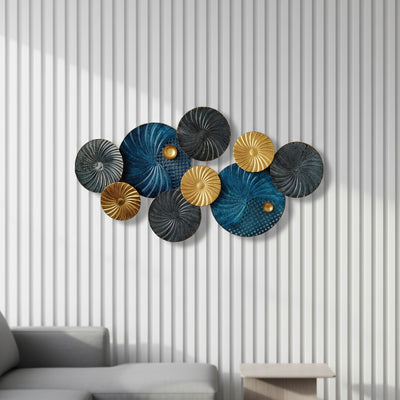 Blue Gold Plates Metal Wall Art