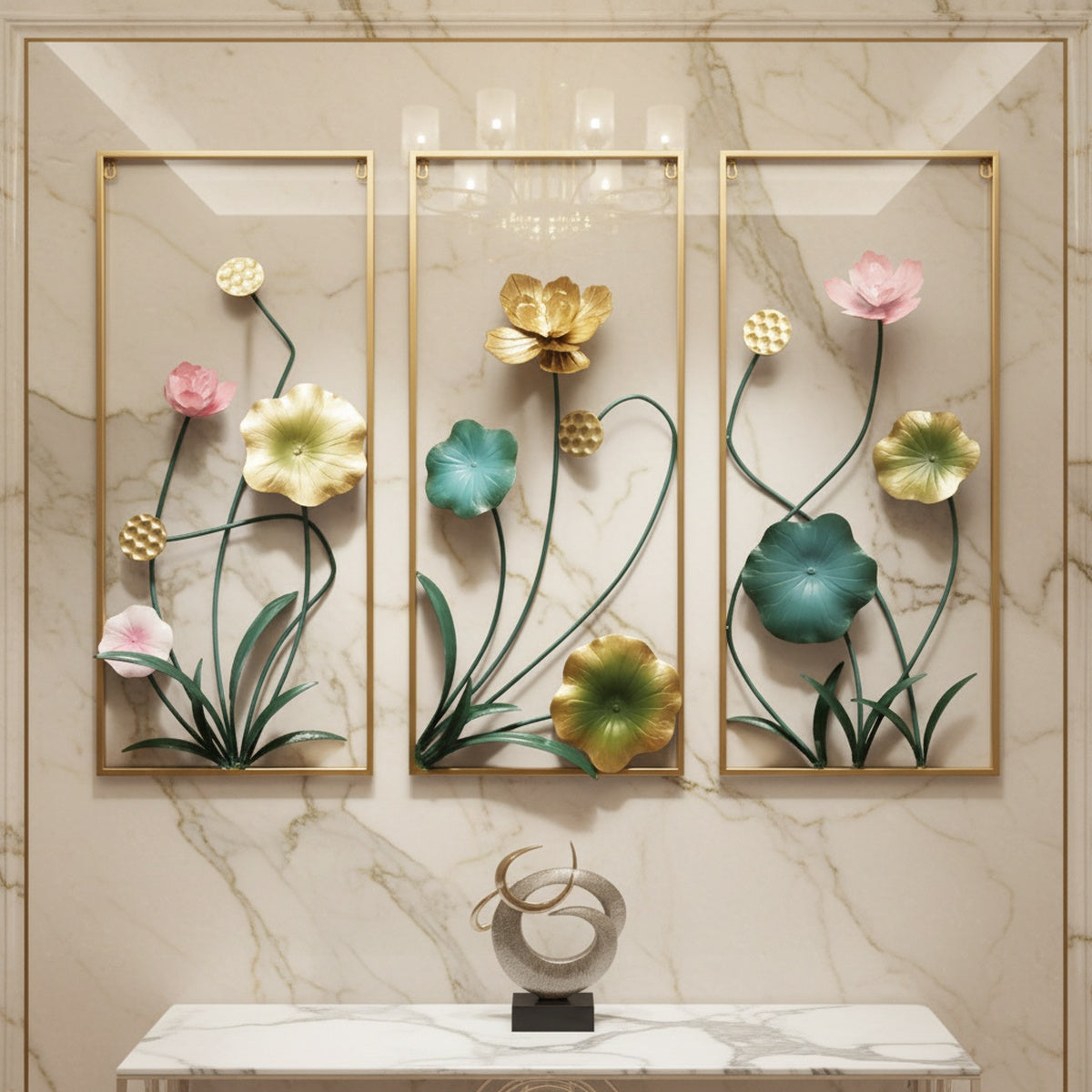 Colourful Lotus Metal Wall Art