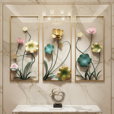 Colourful Lotus Metal Wall Art