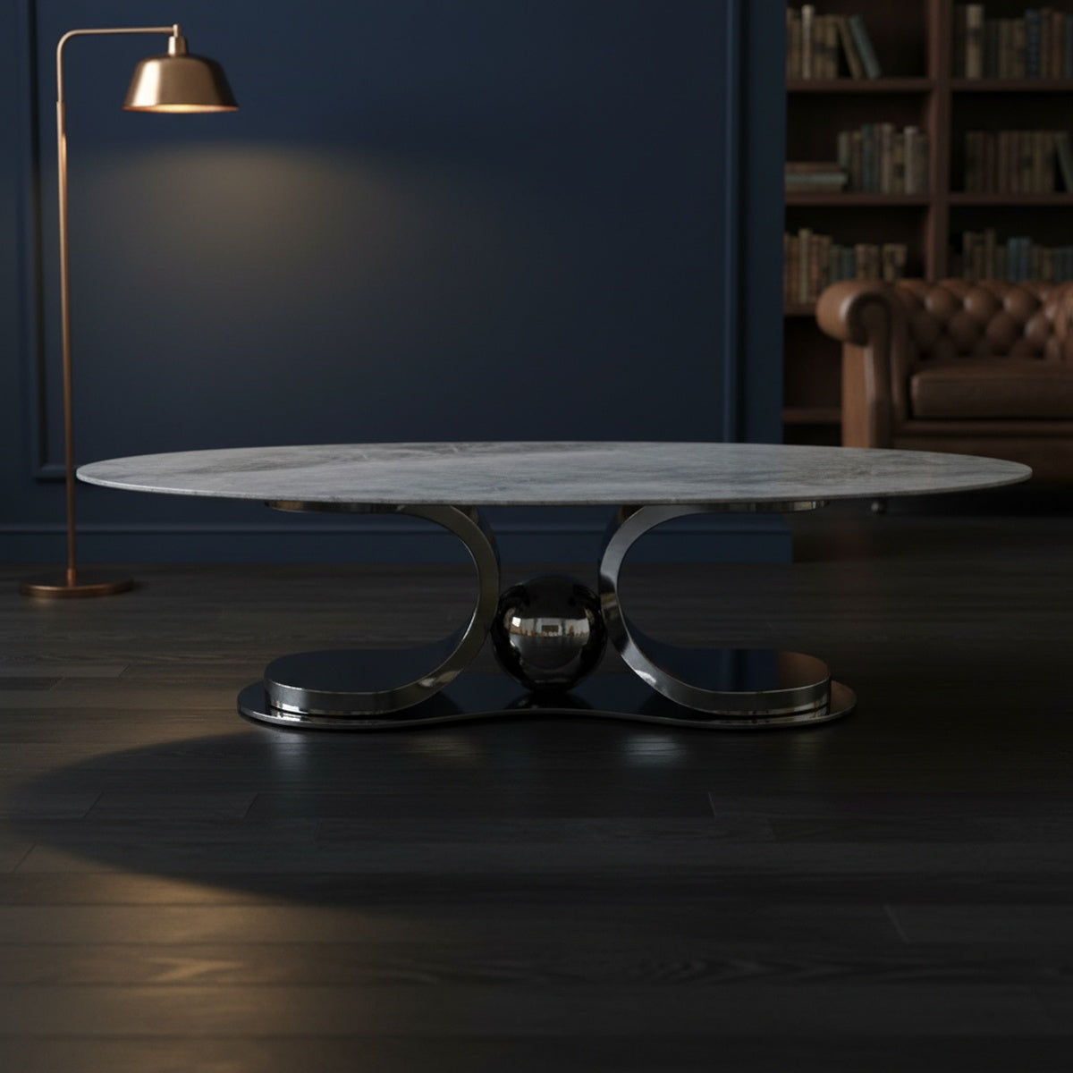 Curved Marble Coffee Table Set of 2