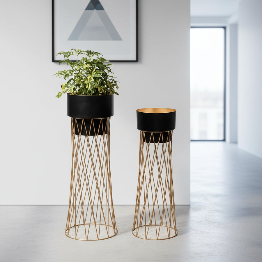 Cyra Black and Gold Indoor Planter Set of 2