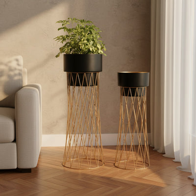 Cyra Black and Gold Indoor Planter Set of 2