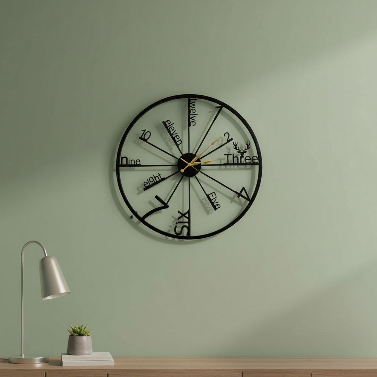 Deer Antler Metal Wall Clock