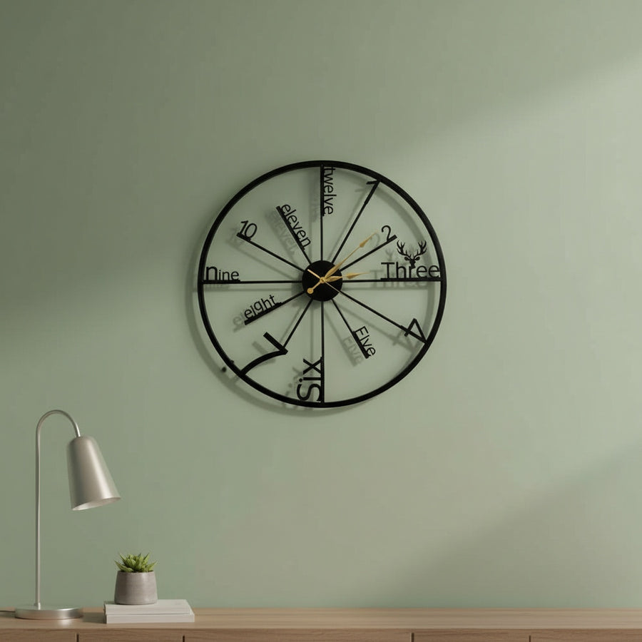 Deer Antler Metal Wall Clock