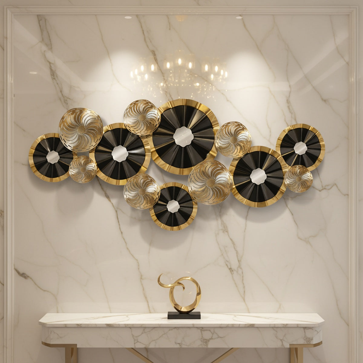 Designer Golden Black Metal Wall Art