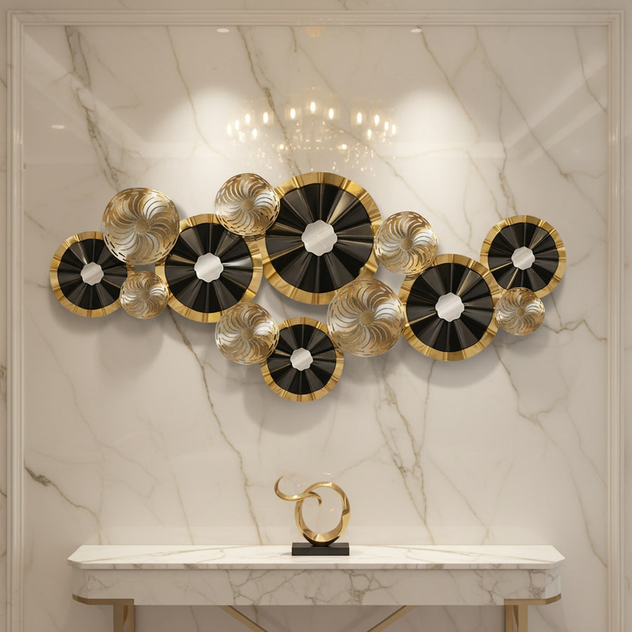 Designer Golden Black Metal Wall Art