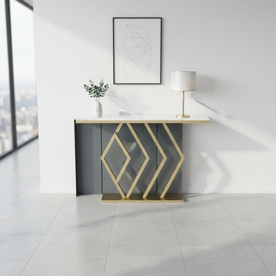 Diamond Gold Marble Console Table